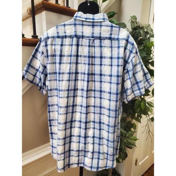 Izod Men's White & Blue Cotton Collared Half Sleeve Casual Button Down Shirt 2XL - Picture 7 of 12